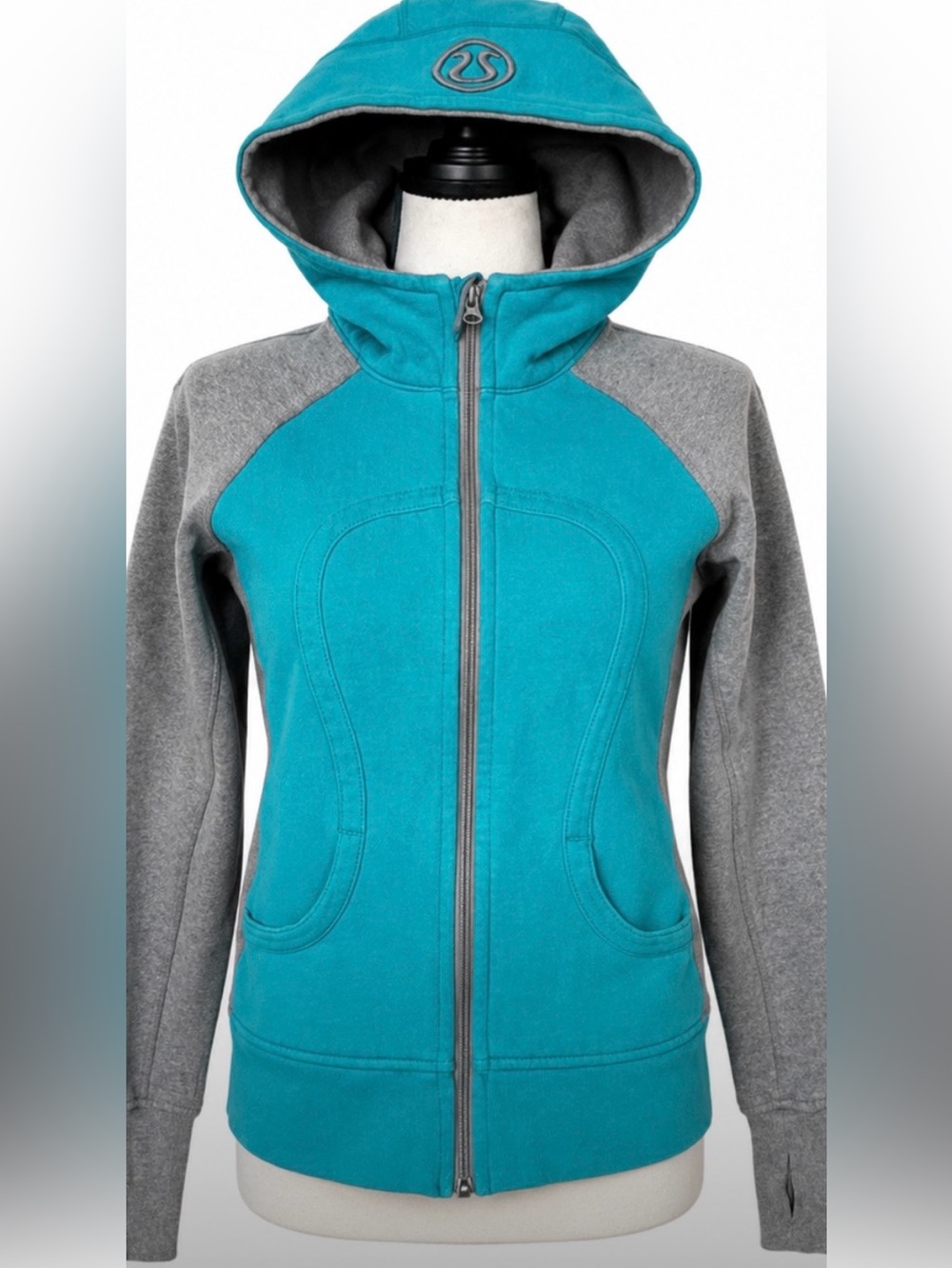 Lululemon Classic Scuba Hoodie Teal Blue/Gray Yoga Streetwear
